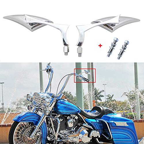 Chrome Motorcycle Blade Rear View Mirrors for Harley Cruiser Bobber Chopper (Chrome-Harley) Chrome Motorcycle Blade Rear View Mirrors for Harley Cruiser Bobber Chopper (Chrome-Harley)