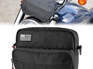 KEMIMOTO Motorcycle Handlebar Bag Front Storage Bag Universal Motorcycle Bar Bag Black Handlebar Pack for Motorcycles Cruiser Softail Sportsters