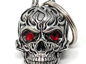 Bravo Bells Flame Skull Diamond Bell - Biker Bell Accessory or Key Chain for Good Luck on The Road