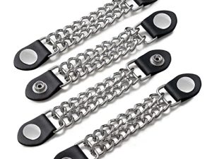 Diamond Plate 4-Piece Vest Extender Set - Jacket Accessories with Chrome Finish Chains