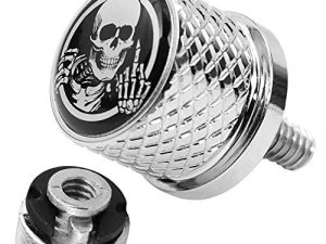 Stainless Knurled Fender Seat Bolt Screw 1/4"-20 Thread Compatible with Harley 1996-2020 Sportster Touring Softail Dyna CVO Electra Glide Street Glide- Skeleton Middle Finger (chrome bolt & nut kit)