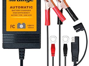 Mroinge MBC010 Automotive Trickle Battery Charger Maintainer 12V 1A Smart Automatic Trickle Charger for Car Motorcycle Boat Lawn Mower SLA ATV Wet Agm Gel Cell Lead Acid Batteries