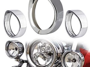 NTHREEAUTO Chrome Motorcycle Lights Frenched Ring Kit Compatible with Harley
