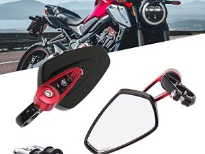 DREAMIZER Universal Motorcycle Side Mirrors 7/8" 22mm Handlebar End Mirrors Arrow Compatible with FZ1 FZ07 MT03 MT07 MT10 XT250 Svartpilen 401 - RED