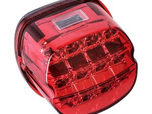 NTHREEAUTO Red LED Rear Tail Lights Motorcycle Taillights Brake Running Compatible with Harley Touring Dyna Road King Electra Glide Street Bob