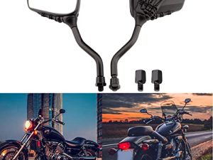 Black 8mm/10mm Motorcycle Skull Skeleton Rearview Side Mirrors For Scooter Chopper Bobber