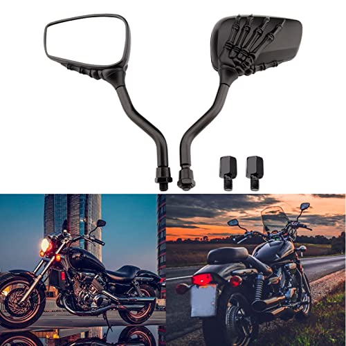 Black 8mm/10mm Motorcycle Skull Skeleton Rearview Side Mirrors For Scooter Chopper Bobber Black 8mm/10mm Motorcycle Skull Skeleton Rearview Side Mirrors For Scooter Chopper Bobber