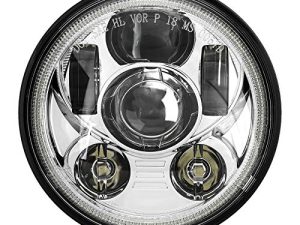 SUNPIE Bright 5-3/4 5.75 inch Halo LED Headlight Sliver Compatible with H_arley Motorcycles XL883/XL1200 Glide Deuce Street 500/Street 750 Waterproof 6000K White Aluminum Metal Headlight Replacements