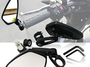 7/8" Universal Motorcycle Bar End Rear View Mirror compatible with YZF R1 R6 FZ07 / GROM CB500F/ NINJA 650R Z125 Z7500 Z900 ER6N ER6F VERSYS1000/ DL250 DL650 DL1000