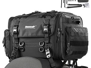 Rhinowalk Motorcycle Tail Bag Expandable 40-60L Motor Travel Luggage Motorbike Rear Rack Trunk Storage Bag with Waterproof Rain Cover Motorcycle Accessories