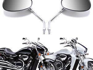 10MM Chrome Motorcycle Handlebar Rearview Side Mirrors for Sports Bike Cruiser Chopper Dirt Bike Scooter (Chrome)