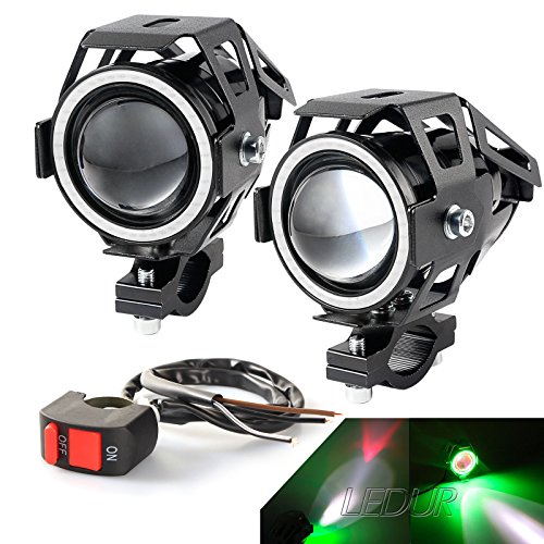 LEDUR LED U7 Motorcycle Headlight DRL with Angel Eyes Ring Lights Driving Running Light Front Spotlight Hi/Lo Strobe Flashing White Light and Switch (2PCS LEDUR LED U7 Motorcycle Headlight DRL with Angel Eyes Ring Lights Driving Running Light Front Spotlight Hi/Lo Strobe Flashing White Light and Switch (2PCS