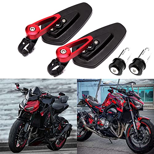 Universal Red Motorcycle Billet Aluminum 7/8" 22 Bar End Side Rear View Mirrors Universal Red Motorcycle Billet Aluminum 7/8" 22 Bar End Side Rear View Mirrors
