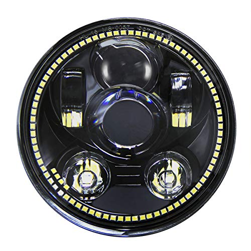 Wisamic 5-3/4 5.75 inch LED Headlight - with Halo DRL Compatible with Harley Davidson Dyna Street Bob Super Wide Glide Low Rider Night Rod Train Softail Deuce Custom Sportster Iron 883 -Black Wisamic 5-3/4 5.75 inch LED Headlight - with Halo DRL Compatible with Harley Davidson Dyna Street Bob Super Wide Glide Low Rider Night Rod Train Softail Deuce Custom Sportster Iron 883 -Black