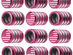 Tire Valve Stem Cap Cover - (12 Pack) Tire Air Cap Metal with Plastic Liner Corrosion Resistant Leak-Proof American Flag for Car Truck Motorcycle Bike