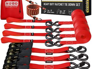 AUGO Ratchet Tie Down Straps –4 PK– 15 FT – 2