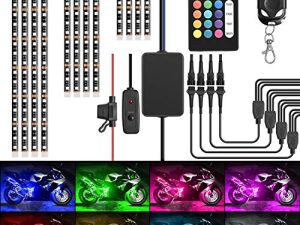 Nilight - TL-35 12PCS Motorcycle RGB Led Light Kit Waterproof Multi-Color Atmosphere Lights Lamp with Dual RF Wireless Remote Controllers for Harley Davidson Honda Kawasaki Suzuki